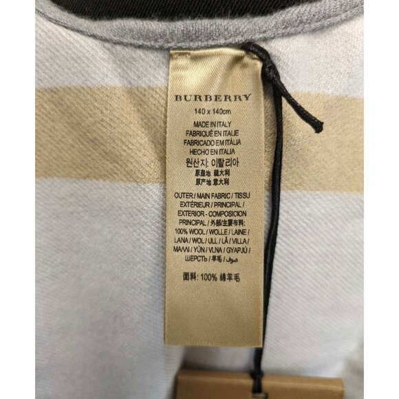 Burberry Charlotte Reversible Solid to Check Wool Cape Light Grey 140*14… - Picture 8 of 9